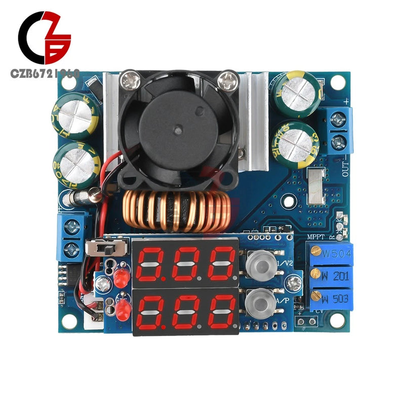 Solar MPPT step-down buck converter module with LCD display, potentiometers, inductor