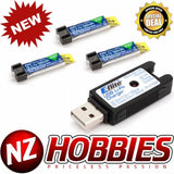 Combo Eflite 1S 3.7V 150mAh 25C (3pcs) Lipo Battery w/USB Charger Battery