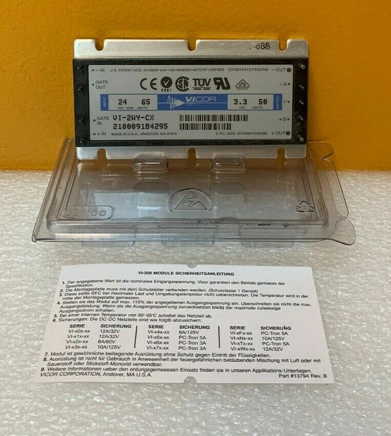Vicor VI-2WY-CX 24 VDC/65 W Input, 3.3 VDC/50 W Output, DC-DC Converter.  New!
