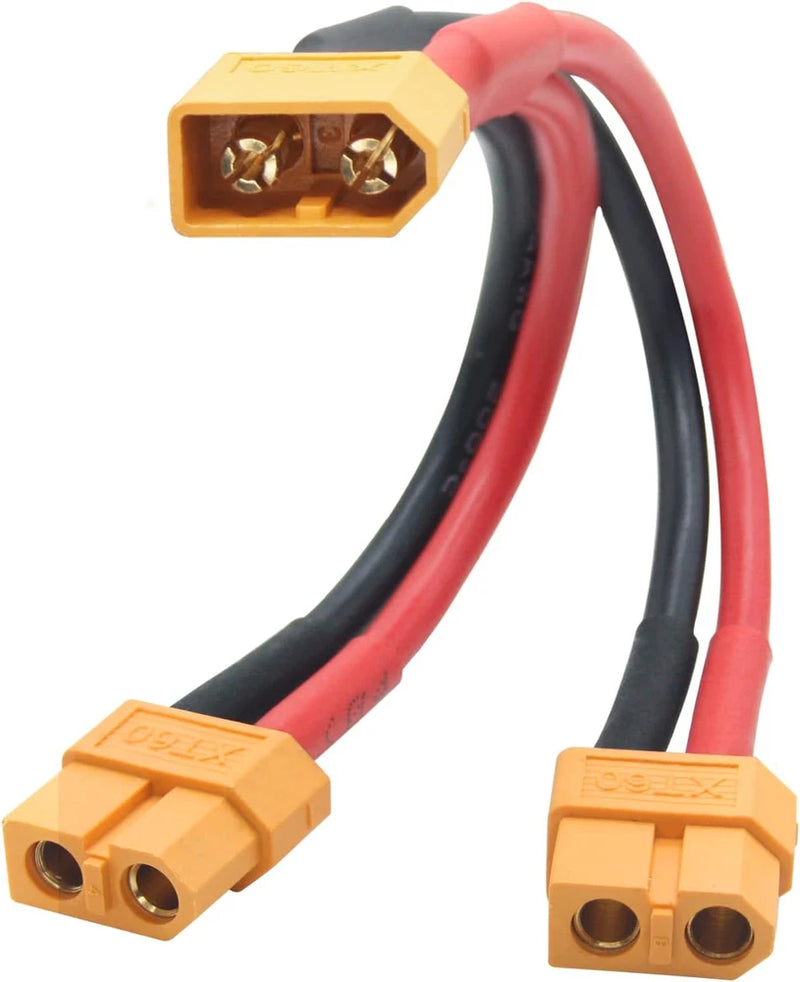 Short XT60 Parallel Battery Connector Cable,14Awg 1 Male to 2 Female Y Splitter Converter