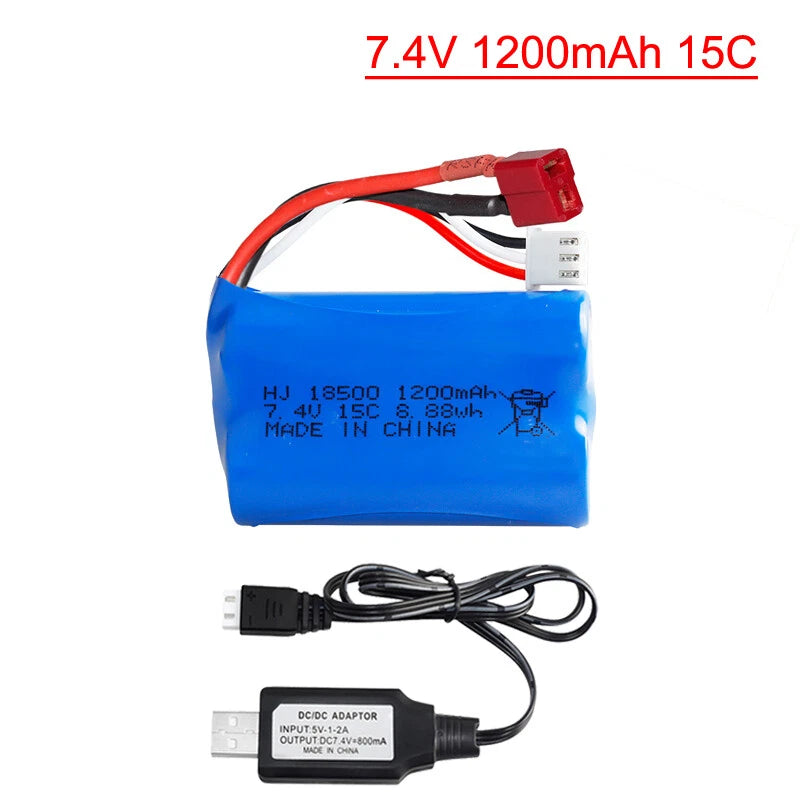 1Pcs 7.4V 1200mAh Li-ion Battery with USB for RC Electric water bullet gun toys