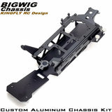 Black aluminum RC chassis kit with mounting holes and frame brackets for BIGWIG