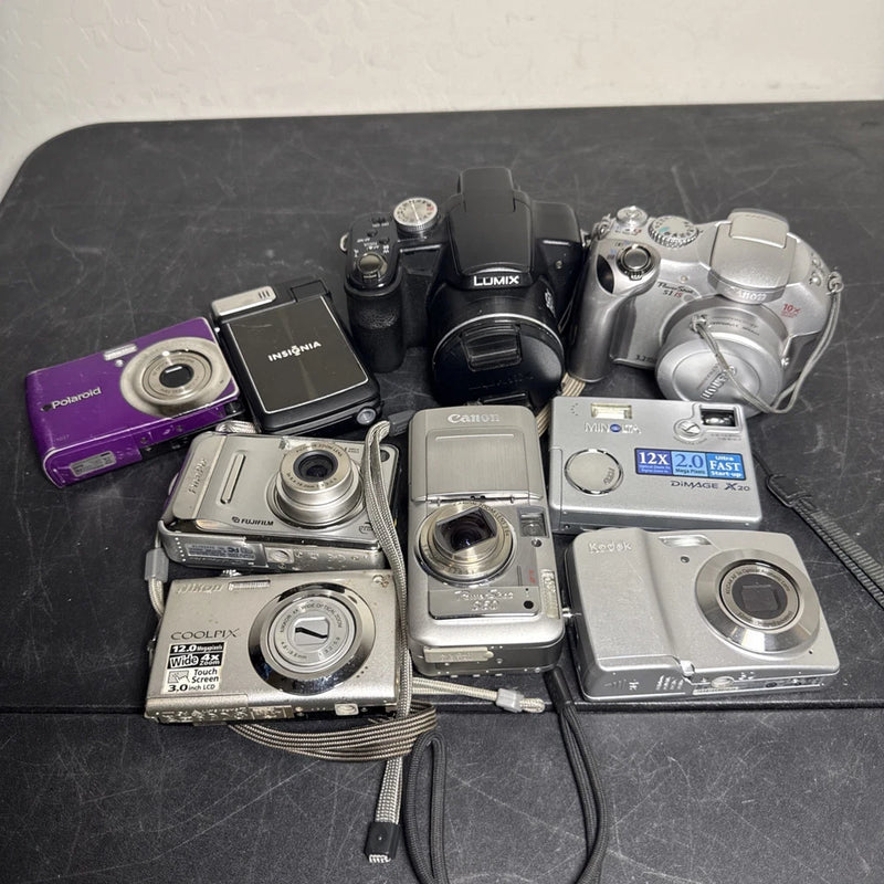 CANON PowerShot S1 IS Coolpix LUMIX Lot Of 9 Untested Cameras