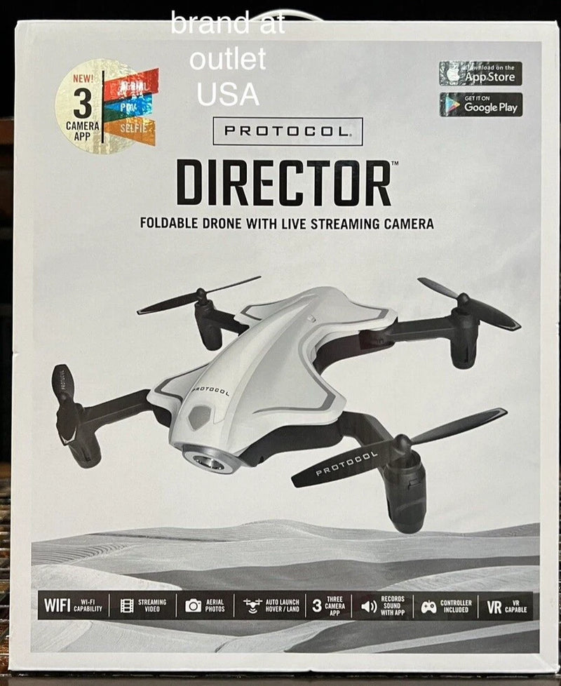 Protocol Director Foldable Drone with Live Streaming HD Camera & App Features 3