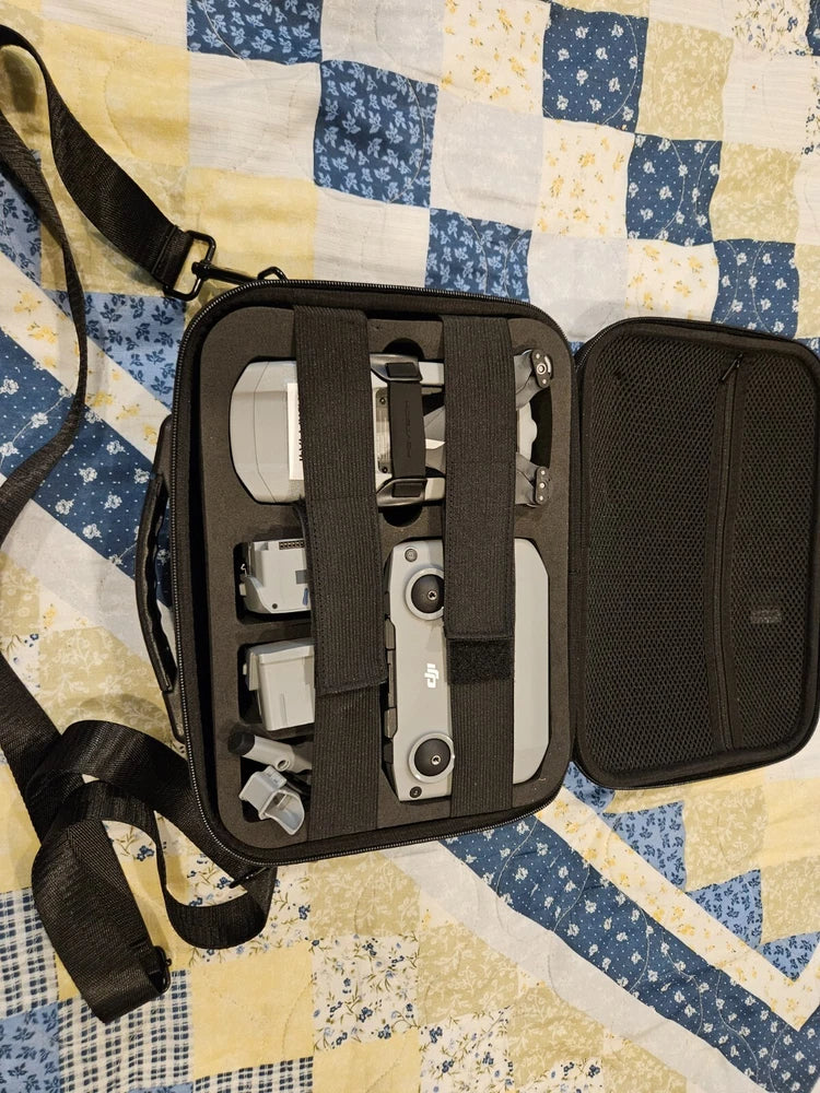 DJI Mavic Air 2 drone case with compartments and carry strap
