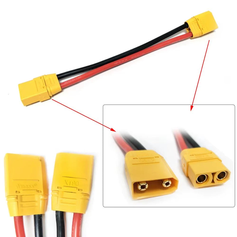 12awg SILICON WIRE MALE XT-90 XT90 TO XT60 XT-60 FEMALE BATTERY ADAPTER LIPO Battery