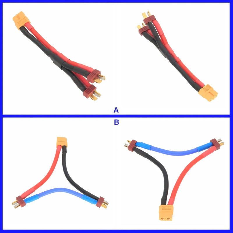 XT60 1 Female to 2 Male T-plug Deans Series Parallel Harness Wire LiPo Battery