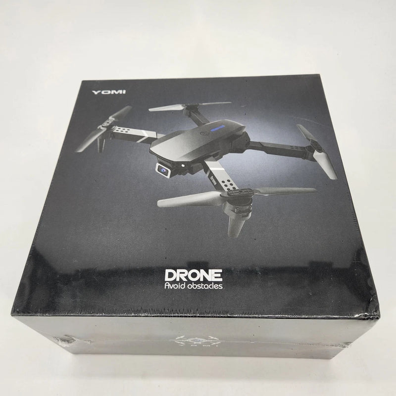 Foldable drone retail box with illustrated drone and 'DRONE Avoid obstacles'