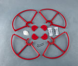 Red snap-on prop guards kit with mounting hardware for quadcopter props