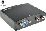 Black HDMI to VGA audio converter with VGA port and red/white audio jacks
