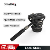 SmallRig fluid video tripod head with black handle and flat base