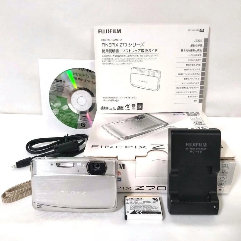 FUJIFILM FINEPIX Z70 Silver Compact Digital Camera Tested Working Japan