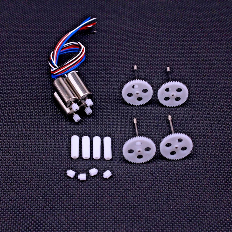 RC drone motor with gear and screws, wiring connector and replacement gear set