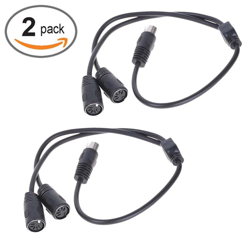 2Pc 5 PIN MIDI DIN 1 Male Plug to 2x Female Socket Y Splitter Adapter Cable 50cm