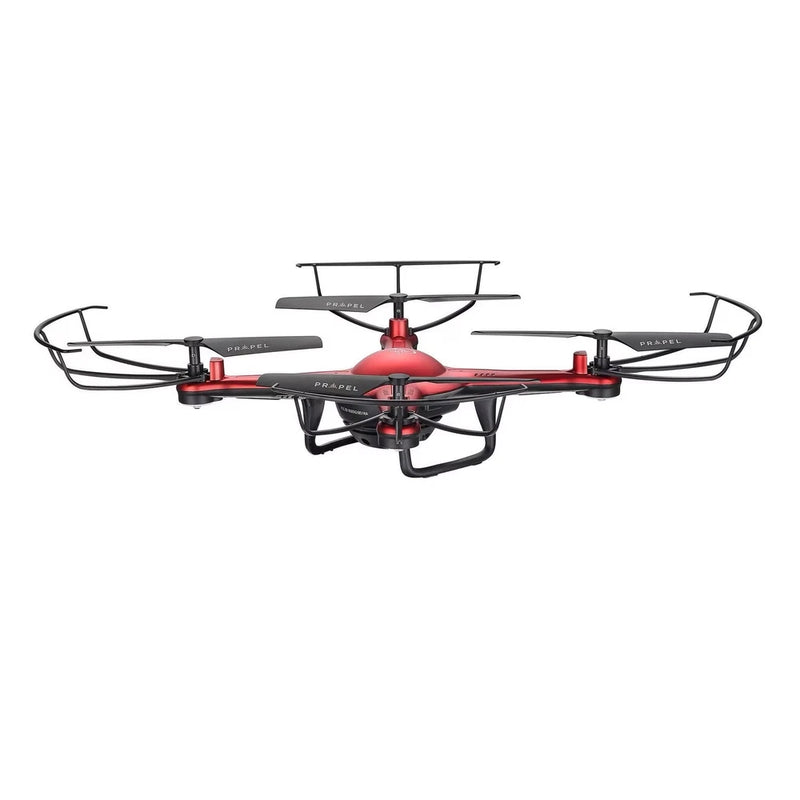 Propel X12 maximum drone, red and black quadcopter with four arms and camera mount