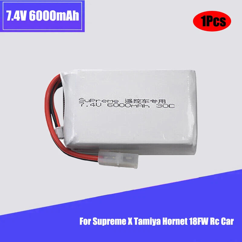 1Pcs 7.4V 6000mAh 30C 2S Battery for X Tamiya Hornet RC 18FW Electric RC Vehicle