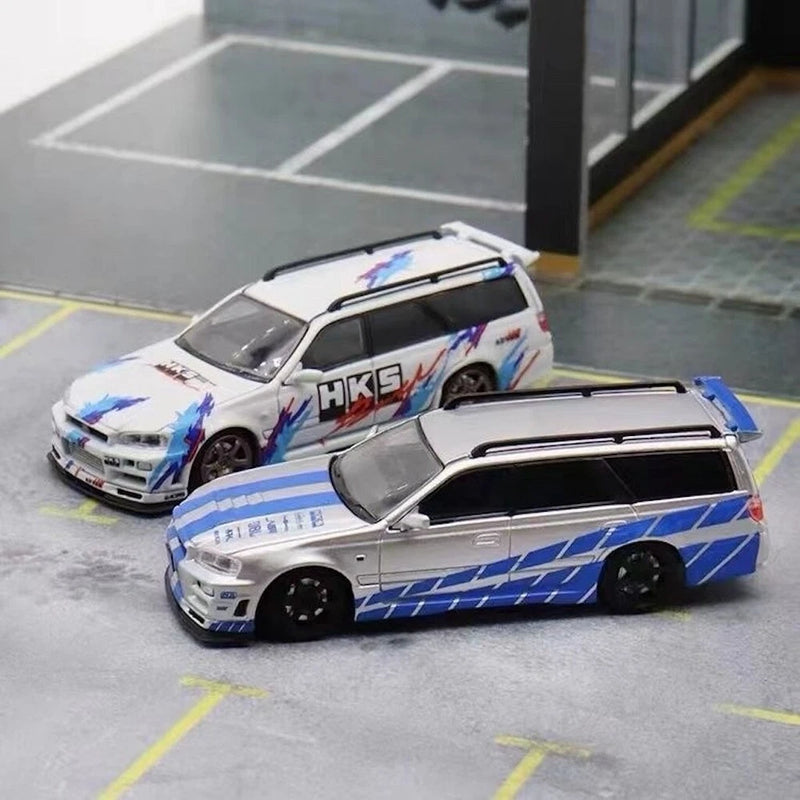 SW 1:64 JDM GTR Skyline R34 Stagea Wagon Sports Diecast Metal Model Car Hot