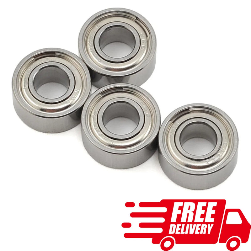 RC motor bearing set, four silver metal ball bearings with inner rings