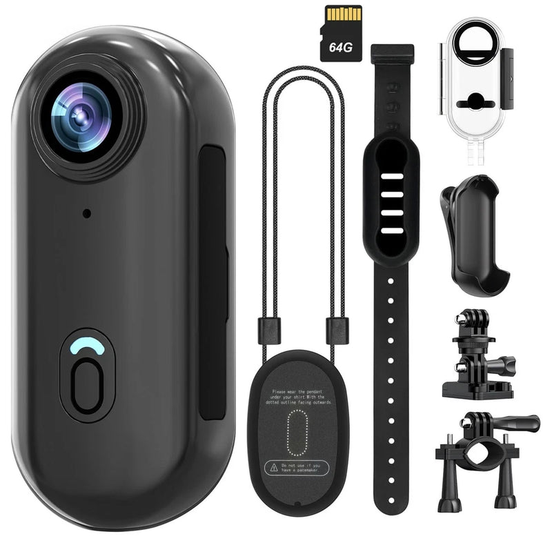 4K WIFI POV Action Body Camera 64GB, Thumb Size Mini Bodycam, Waterproof Magn...