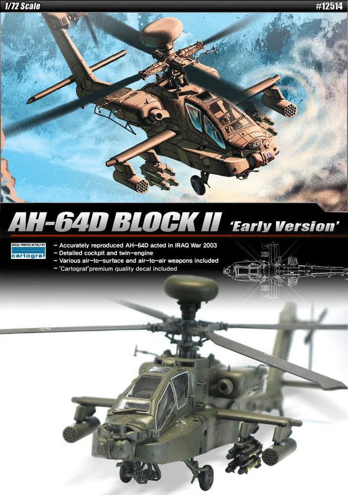 1/72 AH-64D BLOCK II #12514 ACADEMY HOBBY KITS