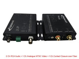 Black video fiber media converter with RCA audio and analogue video and contact closure terminals