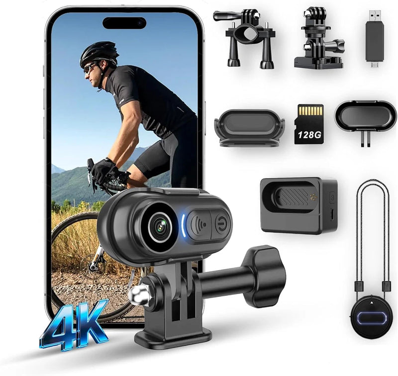 4K Wearable POV Action Camera, IPX7 Waterproof Mini Body Camera with 6-Axis Imag