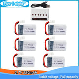 6PCS 3.7V 220mAh Lipo Battery For Syma X4 X11 X13 RC Quadcopter drone Aircraft