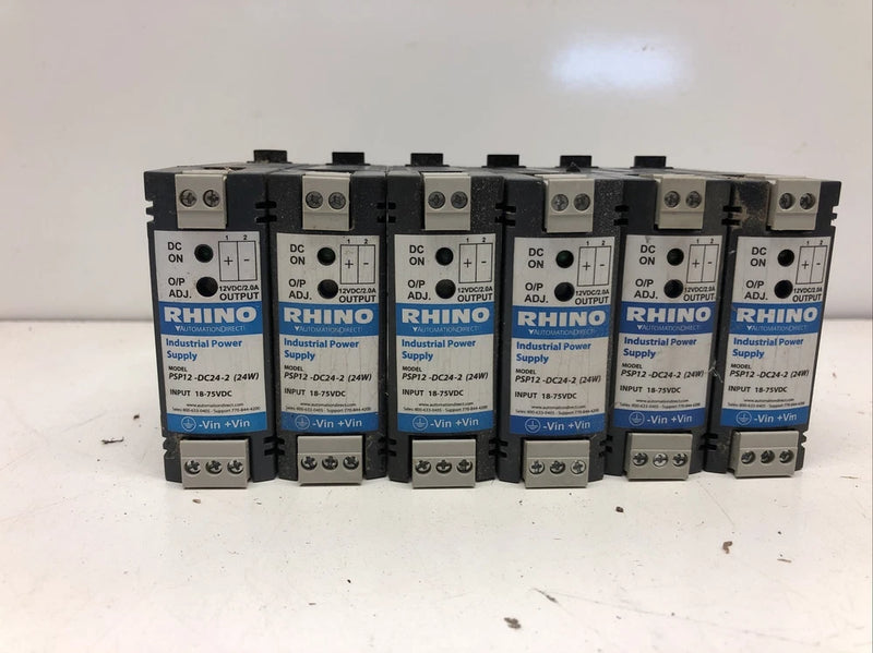 6 Used Rhino PSP12-DC24-2 (24W) Industrial Power Supply Input 18-75VDC DIRTY-
