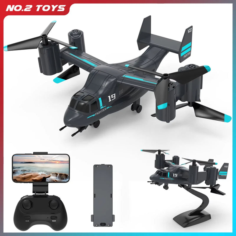 Remote control drone with 480P camera, fighter design, controller and phone mount