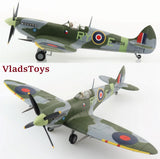 Green Spitfire Mk IX scale model aircraft with RAF roundel markings, landing gear down