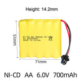 6v 700mah Ni-CD AA rechargeable Battery for RC Electric toys car ship robot Boat