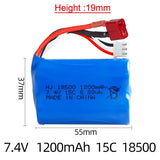 1 Pack 7.4V 1200mAh Li-ion Battery Tplug for Electric Toys water bullet gun toys