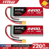 2x HRB 2200mAh 3S 11.1V Lipo Battery XT60 for RC Drone Car Turck Racing Boat FPV