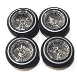 Lowrider 1/24-1/25 scale model car chrome shallow wire rims & white wall tires