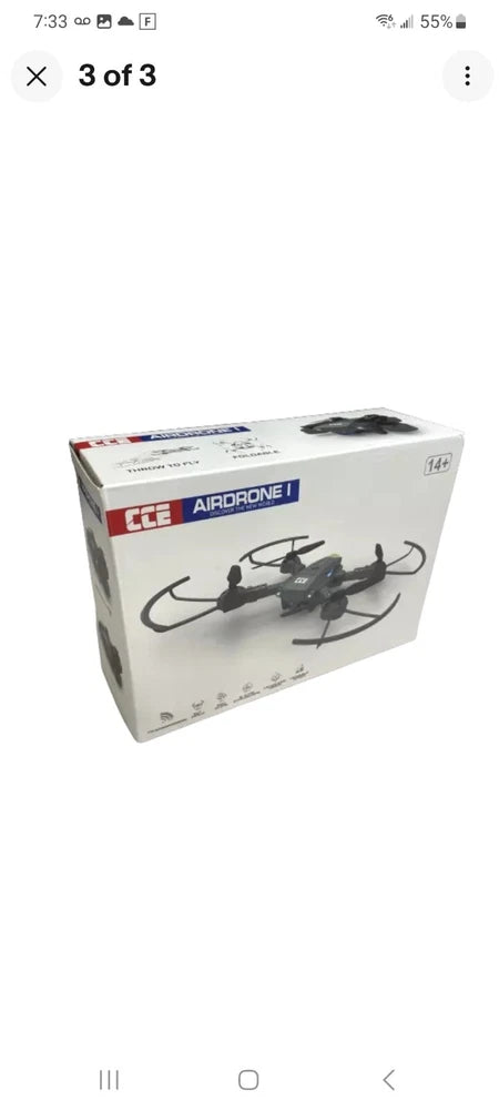 CCE mini folding drone UAV box with drone illustration