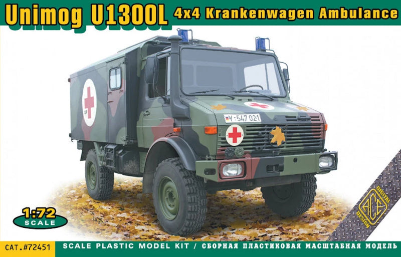 Ace Models 1/72 UNIMOG U1300I 4x4 KRANKENWAGEN AMBULANCE