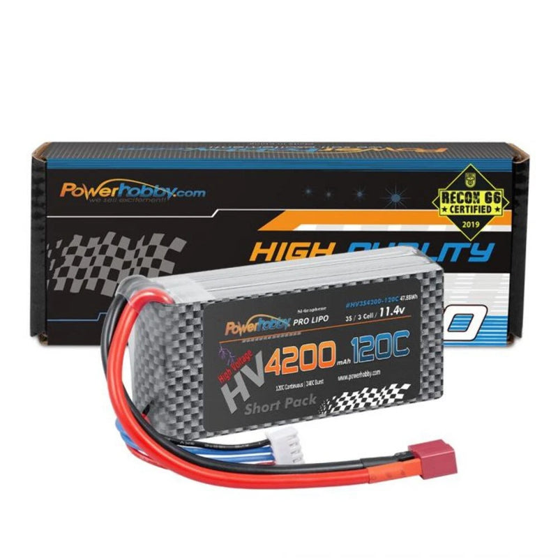 Powerhobby 3S 11.1V 4200mAh 120C Graphene + HV Shorty Lipo Battery Pack with Dea