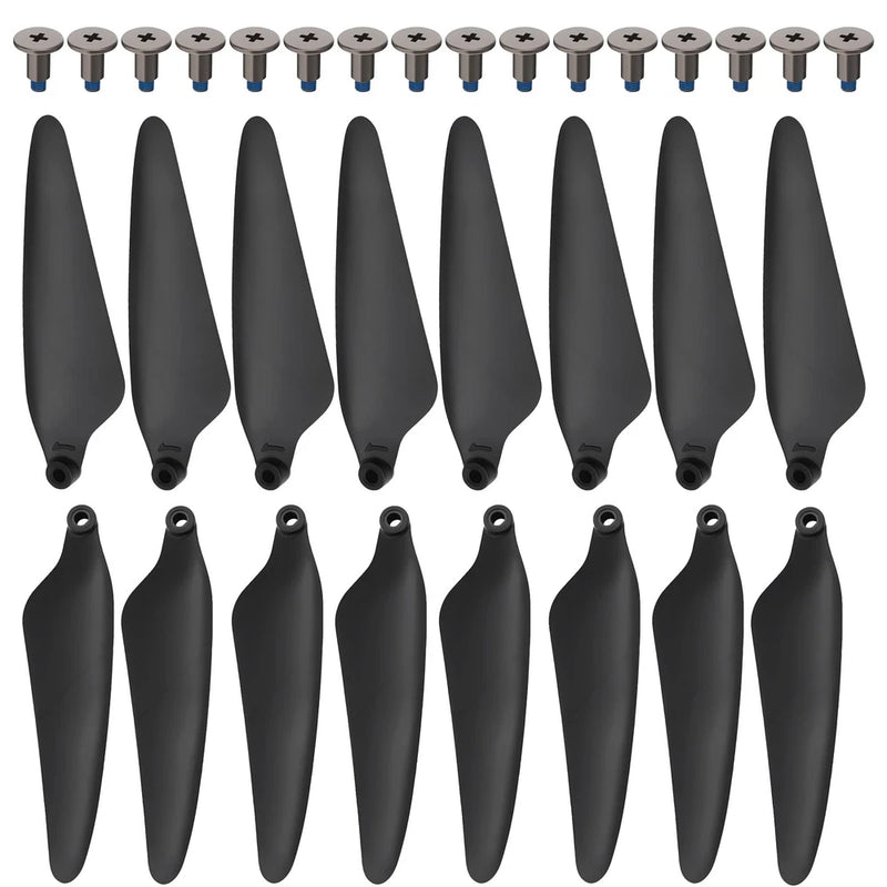 16PCS Foldable Propellers with Screws, Replacement Blades for HS360S RC Black