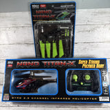 World Tech Toys Nano Titan-X RC Helicopter w Controller + Spare Parts Kit New