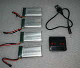 4PK + Charger - LiPo Battery 3.7V 1100mAh for Quadcopter Drone - Fast Shipping