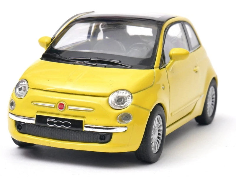 Welly 2007 Fiat 500 Yellow 1:34 1:39 Scales 4.5 Inch Diecast Model in Box