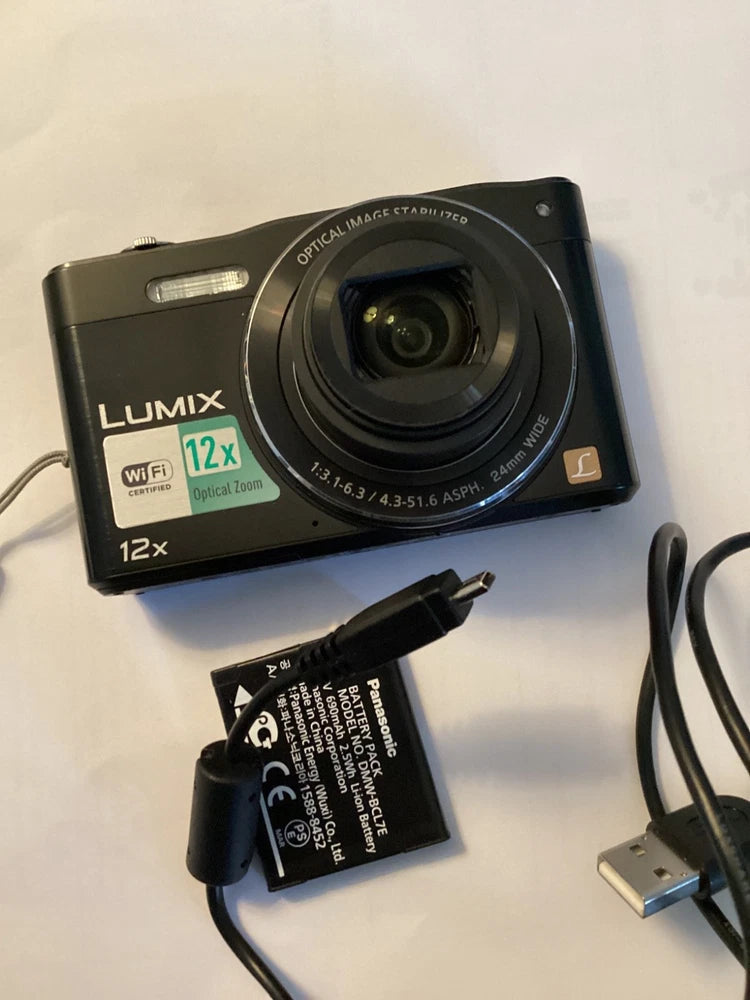 Panasonic Lumix DMC-SZ8 BLACK 16MP Digital Camera 24mm LENS 12x Excellent+ boxed