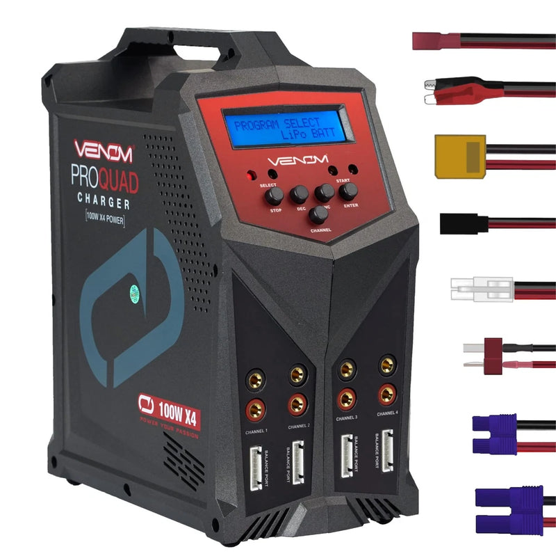 Venom Power - Pro Quad LiPo Battery Fast Charger with LCD Screen - 4 Ports at... Battery