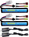 2pcs 11.1V 2000mAh 10C Battery SM-2P Plug LiPo Battery for Airsoft + More Device
