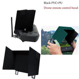 Black sun hood protector cover for drone remote controller, folding side panels