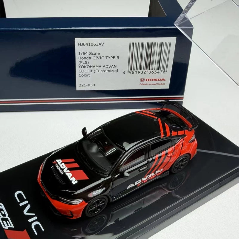 1:64 Civic Type R FL5 Advan Racing Livery Diecast Alloy Car Model Collectible