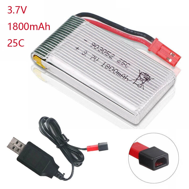 3.7V 1800mah Lipo Battery 25C JST Connector +USB Charger For RC Drone Quadcopter