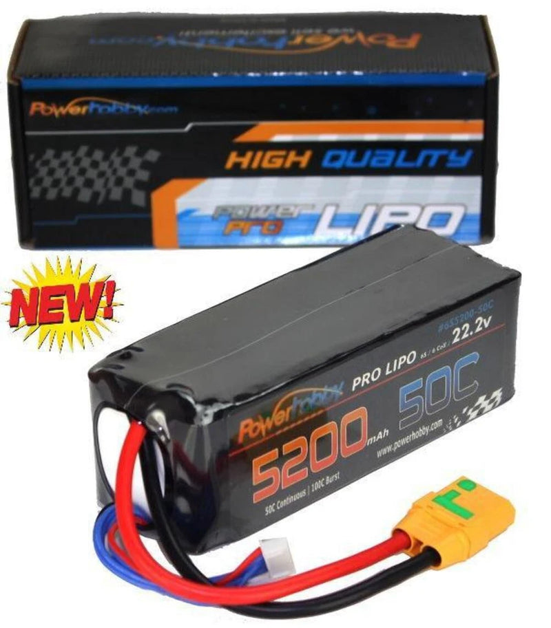 6S 22.2V 5200mAh 50C XT90 Soft Case Lipo Battery Powerhobby PHB6S520050XT90 Battery