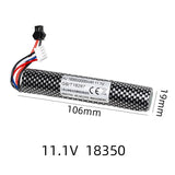 11.1V 18350 LiPo battery pack with SM-2P plug and braided carbon-fiber sleeve