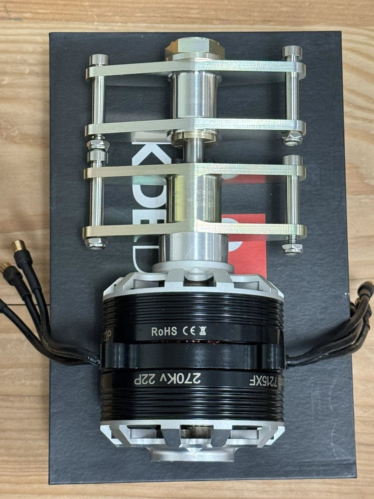 Coaxial drone motor with metal mounting frame and black cylindrical housing